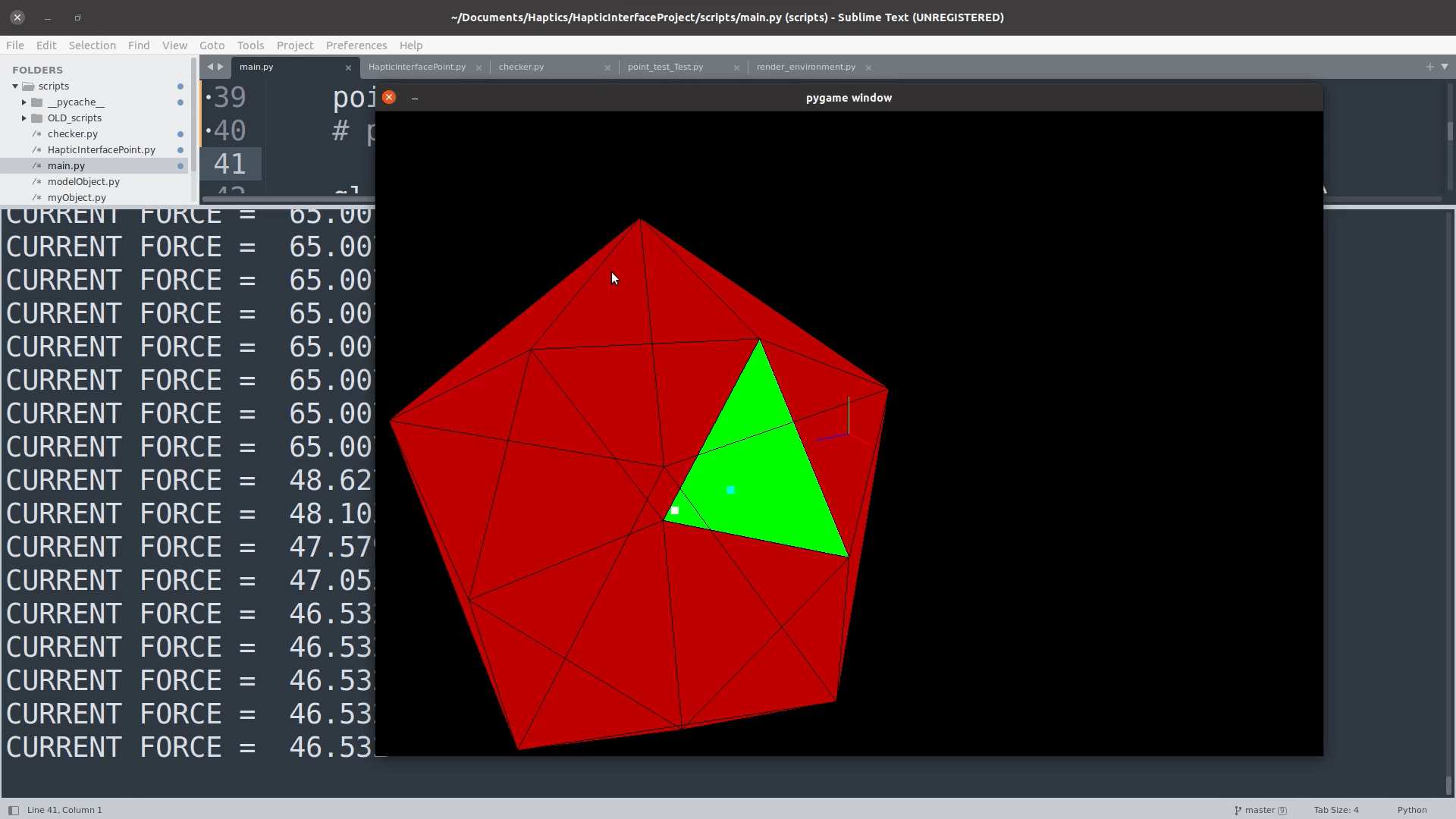 Constraint-based haptic interaction simulation screenshot